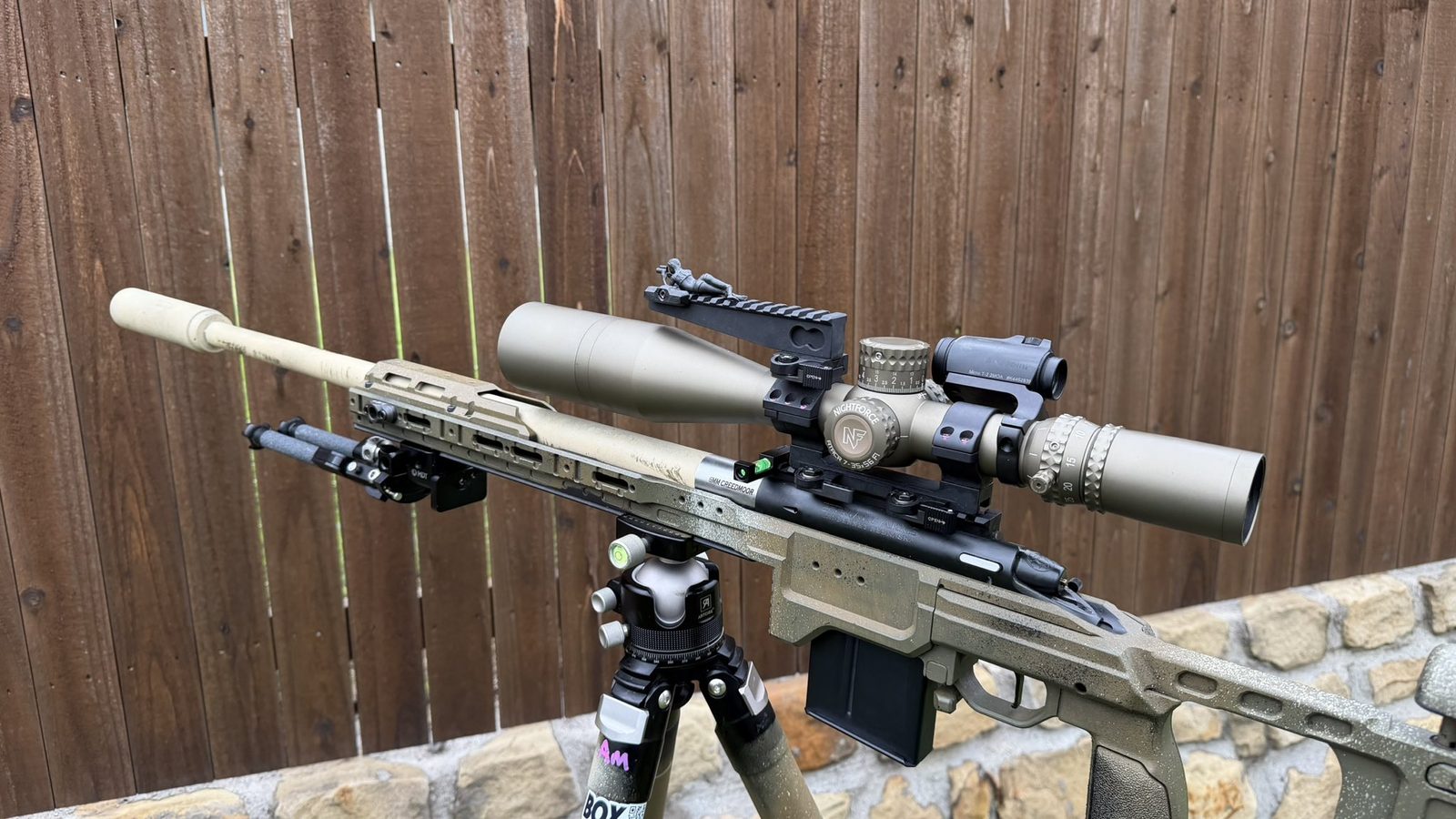 Spotter G rail figure mounted on a full scoped precision rifle, in context on the rail